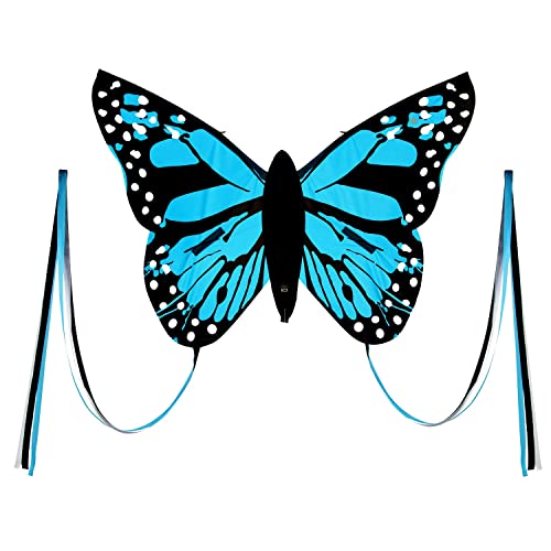 Wolkenstürmer® Bella Butterfly (blau) Kinderdrachen - Schmetterlingsdrachen an Einer Leine inkl. 40m Schnur und Handgriff - 1-Leiner Kinderdrachen mit Gestänge von Wolkenstürmer