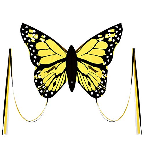 Wolkenstürmer Bella Butterfly (gelb) Kinderdrachen - Schmetterlingsdrachen für Kinder inkl. Handgriff mit Schnur - 1-Leiner Kinderdrachen mit Gestänge - Zitronenfalter Drachen von Wolkenstürmer