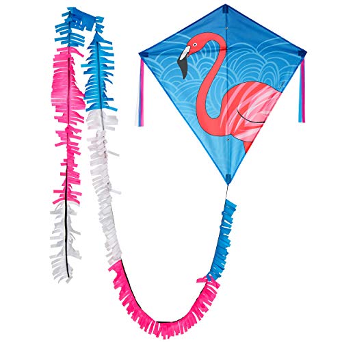 Wolkenstürmer® Eddy Flamingo Kinderdrachen - Farbenfroher und flugfertiger Einleiner inkl. Handgriff mit 40m Schnur - 1-Leiner Drachen & Flugspielzeug mit Gestänge - Kinderdrachen ab 3 Jahren von Wolkenstürmer