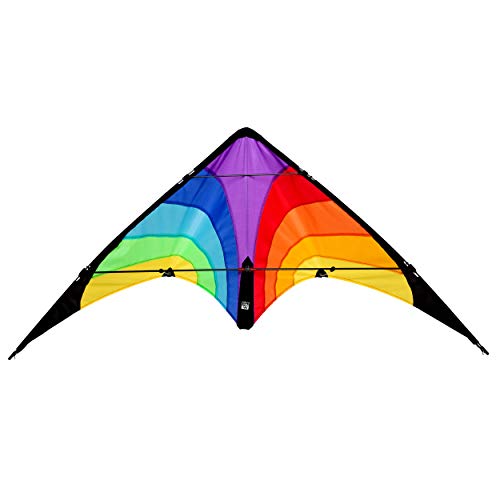 Wolkenstürmer® Kinder Lenkdrachen Fancy (bunt) - Flugfertig Ink. 2x25m Flugleinen - Flugdrachen mit Glasfaser-Gestänge - Einsteigerlenkdrachen von Wolkenstürmer