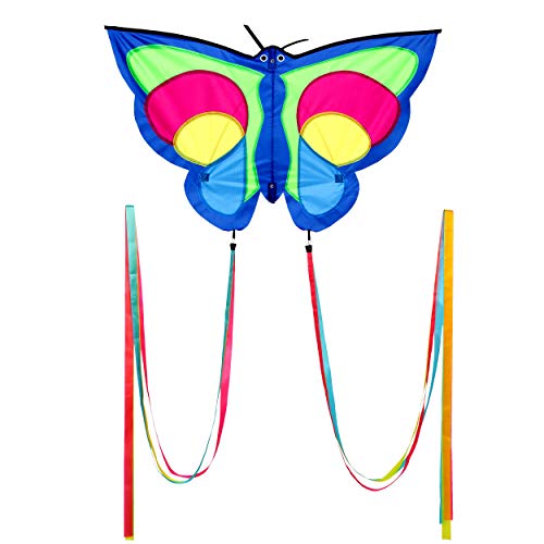Wolkenstürmer® Betty Butterfly Schmetterling Kinderdrachen - Regenbogenfarbener Einleiner inkl. Handgriff und 40m Schnur -1-Leiner Drachen für Kinder mit Gestänge von Wolkenstürmer