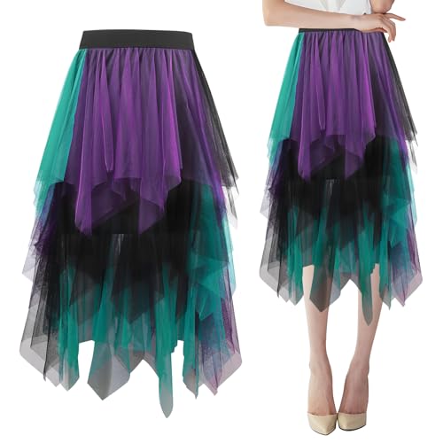 Damen Tüllrock Lang, Asymmetrisch Faltenrock, Elastische Tüll Rock Unregelmäßig, Schwarz Lila Hohe Taille Unterrock Midirock, Lagenrock Abschlussball, Faltenkleid A-Linie Fasching Karneval Party Damen Tüllrock Lang, Asymmetrisch Faltenrock, Elastische Tüll Rock Unregelmäßig, Schwarz Lila Hohe Taille Unterrock Midirock, Lagenrock Abschlussball, Faltenkleid A-Linie Fasching Karneval Party von Wolkstello