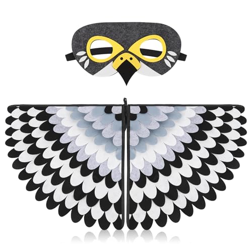Wolkstello Vogelflügel Kostüm Kinder, Vogel Kostüm Umhang mit Filzaugen Maske, Eule Kostüm, Vogeleule Adler Papagei Kostüm für Jungen Mädchen Karneval Fasching Halloween Cosplay Party Wolkstello Vogelflügel Kostüm Kinder, Vogel Kostüm Umhang mit Filzaugen Maske, Eule Kostüm, Vogeleule Adler Papagei Kostüm für Jungen Mädchen Karneval Fasching Halloween Cosplay Party von Wolkstello