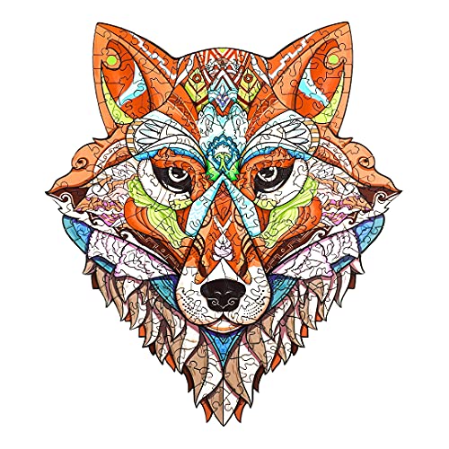 Jigsaw Puzzle aus Holz, mit 300 bunten Tieren, für Erwachsene und Kinder (Fuchs) von Wolobox