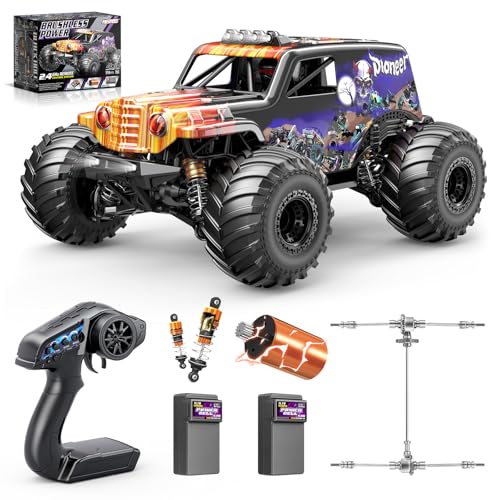1/14 Bürstenloses RC Auto für Erwachsene, bis zu 70 km/h, Öldruck-Stoßdämpfer elektrischer 4WD Hochgeschwindigkeits Off road RC Car, ferngesteuertes Auto für Erwachsene RC-Truck mit zwei 3S LiPo-Akkus von Womaqu