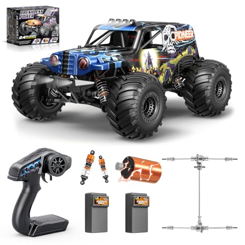 Womaqu Ferngesteuertes Auto Erwachsene 1:14 Brushless RC Auto/RC Car 4WD 52 km/h mit Öldruck-Stoßdämpfern, 2X 2S LiPo Akku, Aufrüstbar auf 3S 70 km/h, Elektrischer RC Truck für Jungen von Womaqu