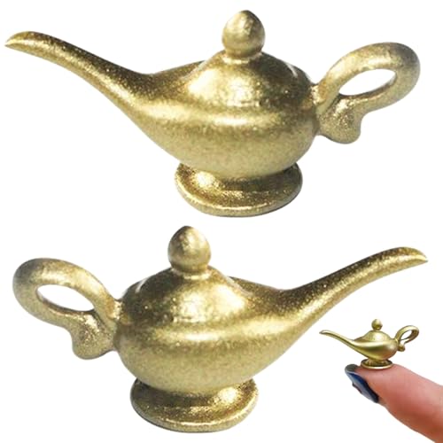 1 12 Skala Dollhouse Accessoires, 2pcs Mini Doll House Alloy Aladdin Genie Lamp, DIY Miniature Dollhouse Accessoires für Decoration, Geschenk für -Liebhabermini von Womsclo