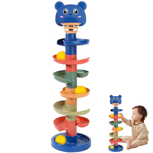 Ball Drop-Spielzeug, farbenfrohe Abs Plastik Ball Tropfen, 7-Layer-Kleinkindkugelspielzeug mit 5 Bällen Safer Bildungsstropfen für 3 Monate+, Drop Toy von Womsclo