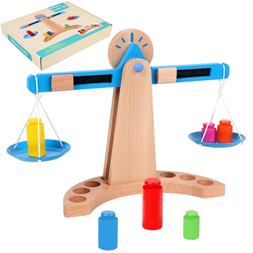 Gleichgewichtsskala für Kinder, natürliche Holzbalance -Skala Spielzeug, pädagogische Mathematik -Balance -Skala für Klassenzimmer, farbenfrohe Unterricht Interaktive Kinderskala für Projekthilfen Ba von Womsclo