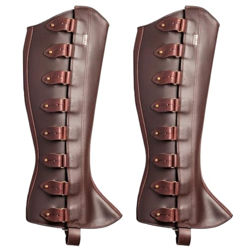 Mittelalterliche Beinpanzerung 1 Paar Renaissance mittelalterlicher Stiefelabdeckungen PU Leder Bein Gamers mit Fixierer einstellbares mittelalterliches Kostüm für Party Cosplay Halloween, dunkelbrau Mittelalterliche Beinpanzerung 1 Paar Renaissance mittelalterlicher Stiefelabdeckungen PU Leder Bein Gamers mit Fixierer einstellbares mittelalterliches Kostüm für Party Cosplay Halloween, dunkelbrau von Womsclo