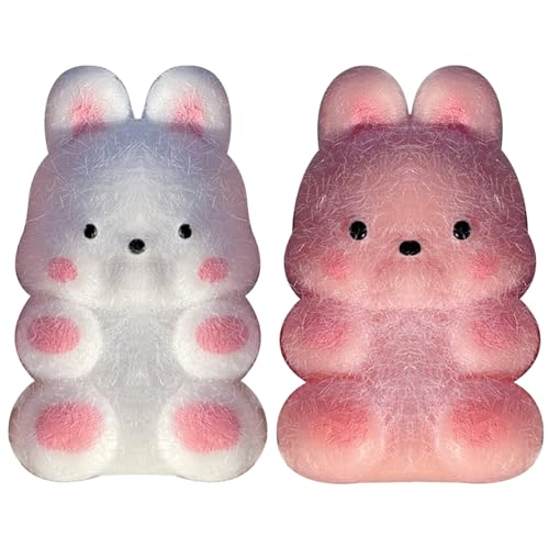 Womsclo Squeeze Toy 2pcs süßes Tier Dekompression Spielzeug lebhafter belastbarer Stressspielzeug mit Accessoires Stress Relief Toy für Kinder Mädchen Frauen, Kaninchen, Squeeze von Womsclo