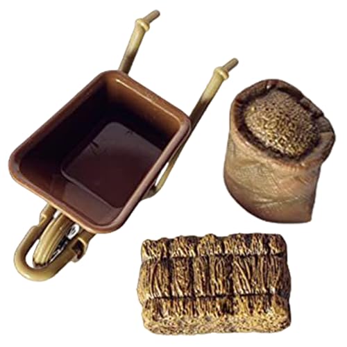 3PCS/Set Miniaturpuppenhauszubehör, Miniatur-Puppenhaus-Werkzeuge von 1/12 Skala, Mini-Miniatur-Werkzeuge aus Kunststoffmini-Wagen für Mikro-Landschafts-Szenendekoration von Womsclo