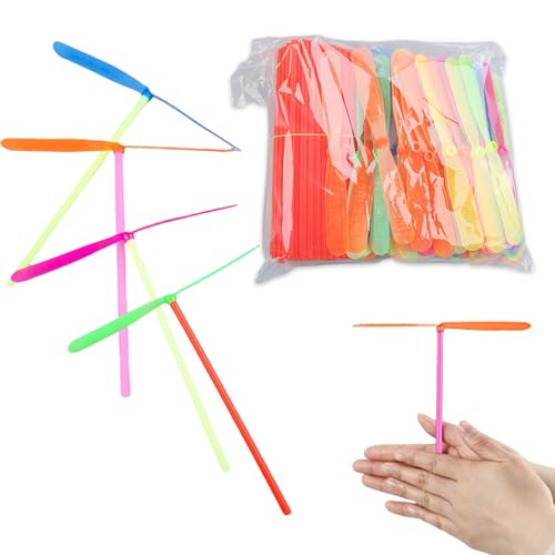Womsclo Flying Helicopter Spielzeug Handspinner Plastik Fliegende Libelle Spielzeug Libelle Propeller für Outdoor -Kinderspielzeug 200pcs 17, 5 cm, Handhubschrauber von Womsclo