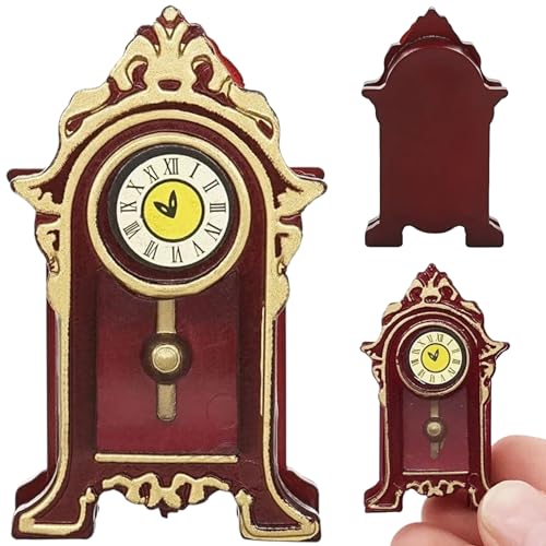 Womsclo Mini Clock 1/12 Skala Miniatur Vintage Clock Dollhouse Dekoration Zubehör Simulation Desk Uhr Dollhouse Miniaturen für Home Dekoration Uhr von Womsclo