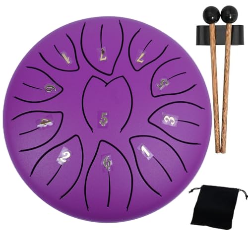 Womsclo Regentrommel 6 -Zoll -Stahltrommel 11 Noten Zungentrommel mit Drum Mallets ? Musikbuch genaue Intonation Regentrommel für Yoga, Meditation, vorgeburtliche Musikausbildung von Womsclo