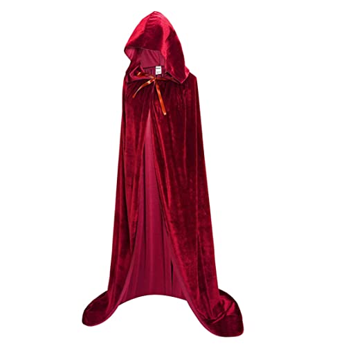 Womsclo Unisex in voller Länge mit Kapuze mit Kapuze mit mit Langzeitlager -Cape -Cosplay -Kostüm 59 Zoll (rot 150 cm), 1, 1 von Womsclo