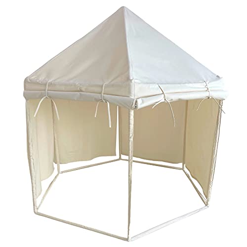 Wonder Space Großes indianisches Spielhaus Kinderspielzelt – Robustes langlebiges Holz aus natürlicher Baumwollleinwand Indoor Outdoor Tipi Spielhaus - neutrale beige Farbe für Kinder Jungen Mädchen von Wonder Space