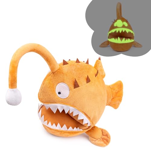 Kuscheltier Seeteufel leuchtendes Spielzeug Superweich Interessant Stofftier Fisch Plüschtier Begleiter Baby Kinder Spielzeug Geschenk für Weihnachten Mädchen und Jungen - 24cm von Wonder Sprout