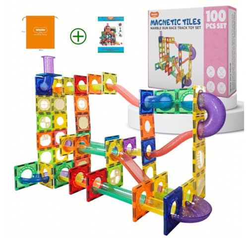 WonderToys Laufball, 100 Stück, Set aus magnetischen Bausteinen und Bausteinen – Lernspielzeug für Kinder, Mädchen und Jungen 3-7 Jahre – Bau-Lernspiele von Wonder Toys