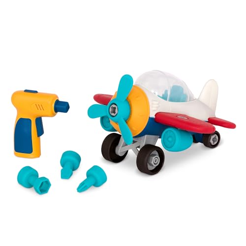 Wonder Wheels Flugzeug Spielzeug – Konstruktionsspielzeug Flugzeug mit Kinder Akkuschrauber – Montage Lernspielzeug zum Zusammenbauen ab 3 Jahren (27 Teile), Merhfarbig von Battat