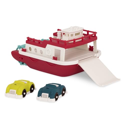 Wonder Wheels Großes 31 cm Boot und 2 Autos – Schiff Wasserspielzeug, Badewannenspielzeug, Badespielzeug – Badewanne Spielzeug für Kinder und Babys ab 1 Jahr von Battat