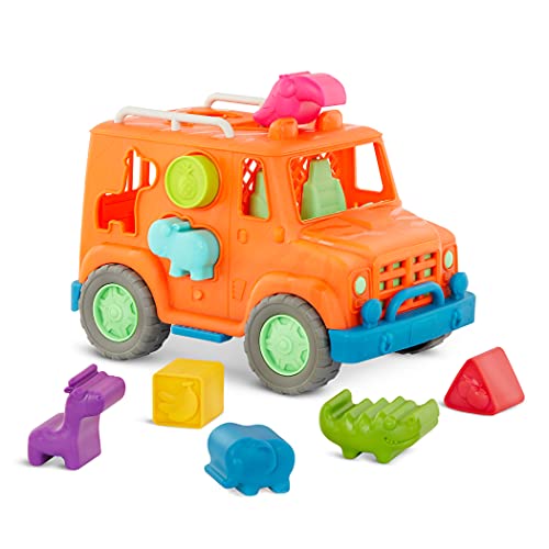 Wonder Wheels Motorikspielzeug Safari Truck – Kinder Auto Spielzeug Steckspiel Motorikwürfel – Activity Center Lernspielzeug Fahrzeug ab 1 Jahr von Battat
