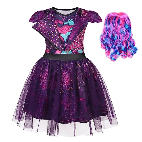 WonderBabe Descendants Kostüm für Mädchen, Drachen-Mal, ausgefallenes Tüll-Mesh-Kleid, beliebtes musikalisches Cosplay, Kinder-Outfit mit Perücke, Größe 3 bis 4T WonderBabe Descendants Kostüm für Mädchen, Drachen-Mal, ausgefallenes Tüll-Mesh-Kleid, beliebtes musikalisches Cosplay, Kinder-Outfit mit Perücke, Größe 3 bis 4T von WonderBabe