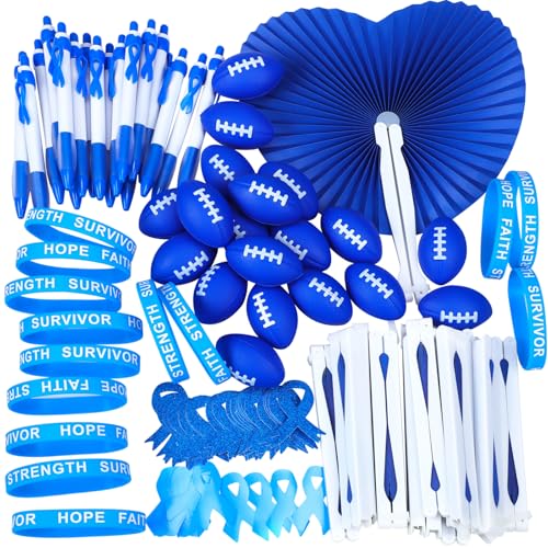 Wonderjune 150 Stück Kindesmissbrauch-Bewusstseins-Sortiment, Großpackung, blaues Band, Aufkleber, Glitzer-Aufkleber, Stress, Fußball, Faltfächer, Hoffnung, Stärke, Armband, Stift für Darmkrebs, Wonderjune 150 Stück Kindesmissbrauch-Bewusstseins-Sortiment, Großpackung, blaues Band, Aufkleber, Glitzer-Aufkleber, Stress, Fußball, Faltfächer, Hoffnung, Stärke, Armband, Stift für Darmkrebs, von Wonderjune