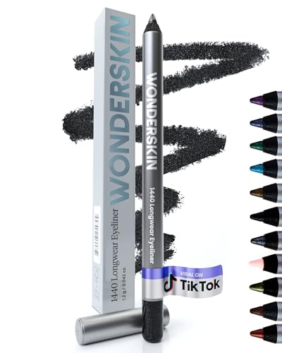 Wonderskin 1440 Longwear Black Glitter Wasserfester Eyeliner-Stift – Anspitzbarer Eyeliner-Stift Und Wischfeste Eyeliner-Stifte (Schwarzer Trüffel) von Wonderskin