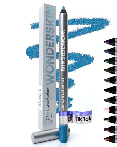Wonderskin 1440 Longwear Blue Wasserfester Eyeliner-Stift – Anspitzbarer Eyeliner-Stift Und Wischfeste Blaue Eyeliner-Stifte (Aqua) von Wonderskin