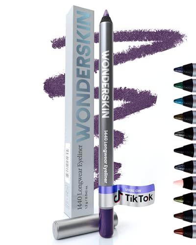 Wonderskin 1440 Longwear Purple Wasserfester Eyeliner-Stift – Anspitzbarer Eyeliner-Stift Und Wischfeste Tiefviolette Eyeliner-Stifte (Aubergine) von Wonderskin
