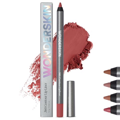 Wonderskin Lip Liner Pencil – 360-Kontur-Lipliner, Langlebig, Spitzbar, Wasserfest Und Übertragungssicher, Nude Lip Liner Pencil (Rubin) von Wonderskin