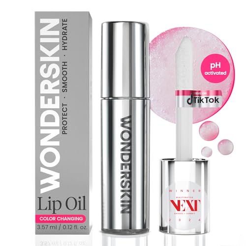 Wonderskin Lip Rehab Serum Oil - Farbwechselndes Lippenöl von klar bis rosa - PH-aktiviertes, nicht klebendes & feuchtigkeitsspendendes getöntes Lippenöl für trockene Lippen (Kissed) von Wonderskin
