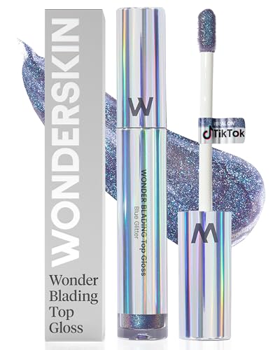 Wonderskin Wonder Blading Top Gloss – Blauer Glitzer-Lipgloss, Feuchtigkeitsspendendes Und Hochglänzendes Lippen-Make-Up (Blauer Glitzer) von Wonderskin