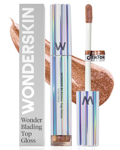 Wonderskin Wonder Blading Top Gloss – Goldglitter-Lipgloss, Feuchtigkeitsspendendes Und Hochglänzendes Lippen-Make-Up (Goldglitter) von Wonderskin