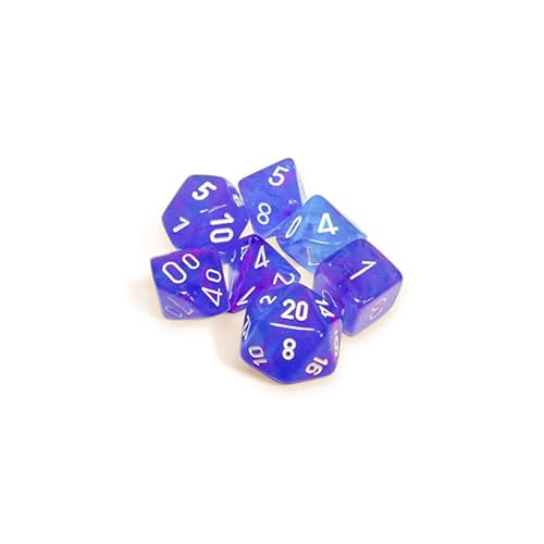 Aura Nebula Leuchtwürfel mit weißen Zahlen, 16 mm, 7 Stück, Chessex Aura Nebula Leuchtwürfel mit weißen Zahlen, 16 mm, 7 Stück, Chessex von Wondertrail
