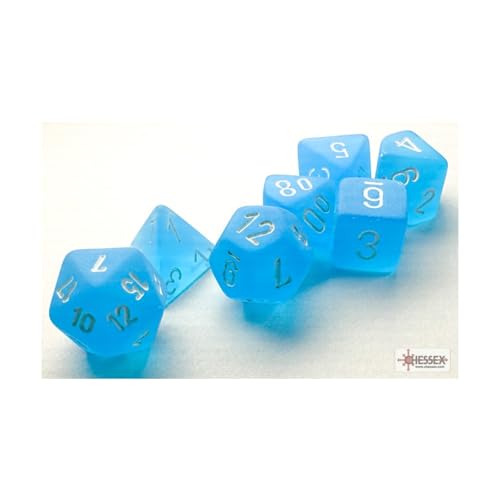 Chessex Mini-Würfel, karibikblau, mattiert, mit weißen Zahlen, 10 mm, 7 Stück Chessex Mini-Würfel, karibikblau, mattiert, mit weißen Zahlen, 10 mm, 7 Stück von Wondertrail