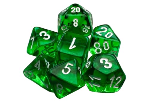 Chessex Mini-Würfel mit weißen Zahlen, 10 mm, 7 Stück, Grün Chessex Mini-Würfel mit weißen Zahlen, 10 mm, 7 Stück, Grün von Wondertrail