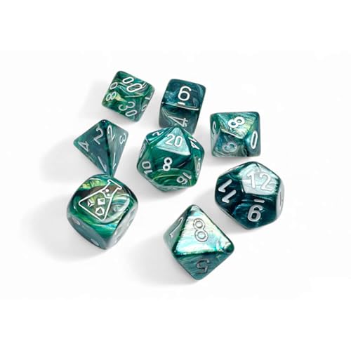 Chessex Neptun-Würfel, glänzend, mit grauen Zahlen, 7 + 1, Laborwürfel-Set, 16 mm von Wondertrail