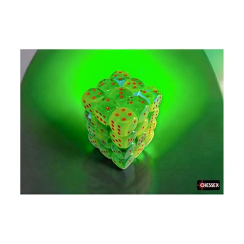 Chessex Zwillingswürfel mit orangefarbenen Kernen in Plasmagrün und Blaugrün, D6, 12 mm, 36 Stück von Wondertrail