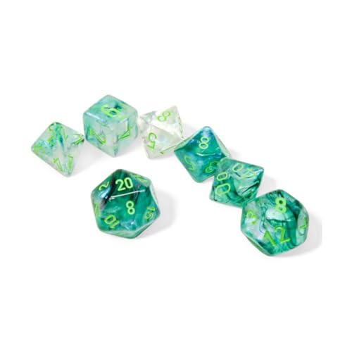 Kelp Borealis Leuchtwürfel mit hellgrünen Zahlen, 16 mm, 7 Stück, Chessex Kelp Borealis Leuchtwürfel mit hellgrünen Zahlen, 16 mm, 7 Stück, Chessex von Wondertrail