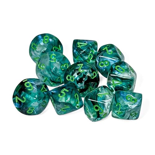 Kelp Borealis Leuchtwürfel mit hellgrünen Zahlen, D10, 16 mm, 10 Stück, Chessex Kelp Borealis Leuchtwürfel mit hellgrünen Zahlen, D10, 16 mm, 10 Stück, Chessex von Wondertrail