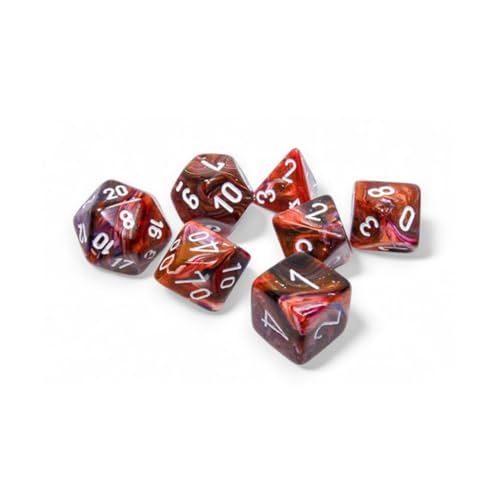 Symphony Festliche Würfel mit weißen Zahlen, 16 mm, 7 Stück, Chessex von Wondertrail