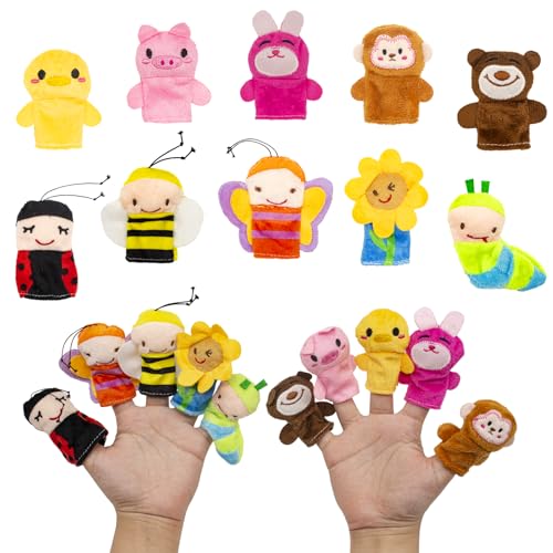 Wondora 10 Stück Fingerpuppen, Fingerpuppen für Kinder, Finger Plüschtier Kinder, Kleine Tier Fingerpuppe, Mini Kuscheltier, für Kindergeburtstagsgeschenke, Partygeschenke, Halloween(B) von Wondora