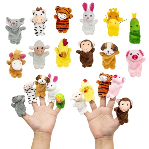 Wondora 12 Stück Fingerpuppen, Fingerpuppen für Kinder, Finger Plüschtier Kinder, Kleine Tier Fingerpuppe, Mini Kuscheltier, für Kindergeburtstagsgeschenke, Partygeschenke, Halloween(A) von Wondora