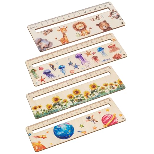 Wondora 4 Stück lesehilfe Kinder, Leselineal Kinder mit Lesefenster, Lineal Personalisiert Schulanfang 17cm, Lesezeichen Holz Lineal, Geschenke für Mädchen und Jungen zum Schulanfang Wondora 4 Stück lesehilfe Kinder, Leselineal Kinder mit Lesefenster, Lineal Personalisiert Schulanfang 17cm, Lesezeichen Holz Lineal, Geschenke für Mädchen und Jungen zum Schulanfang von Wondora