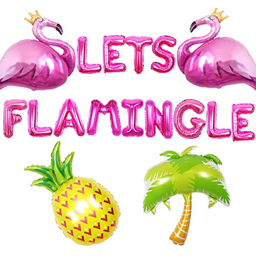 Lets Flamingle Party Dekorationen für Strand Bachelorette Geburtstag Babyparty Flamingo Brautparty Zubehör Flamingo Kokosnussbaum Ananas Folienballon von Wonmelody