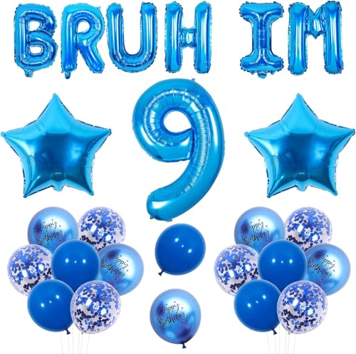 Wonmelody Blaue Bruh It's My 9th Birthday Dekorationen Bruh I'm 9 Party Dekorationen I'm 9 Ballon Banner Stern Ballon Happy Birthday Decor Lustige 9th Bday Supplies Wonmelody Blaue Bruh It's My 9th Birthday Dekorationen Bruh I'm 9 Party Dekorationen I'm 9 Ballon Banner Stern Ballon Happy Birthday Decor Lustige 9th Bday Supplies von Wonmelody