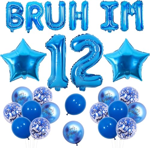 Wonmelody Blauer Bruh I'm 12 Party Decor Bruh It's My 12th Birthday Dekorationen I'm 12 Ballon Banner Stern Ballon Happy 12th Birthday Decor Funny Bday Supplies Wonmelody Blauer Bruh I'm 12 Party Decor Bruh It's My 12th Birthday Dekorationen I'm 12 Ballon Banner Stern Ballon Happy 12th Birthday Decor Funny Bday Supplies von Wonmelody