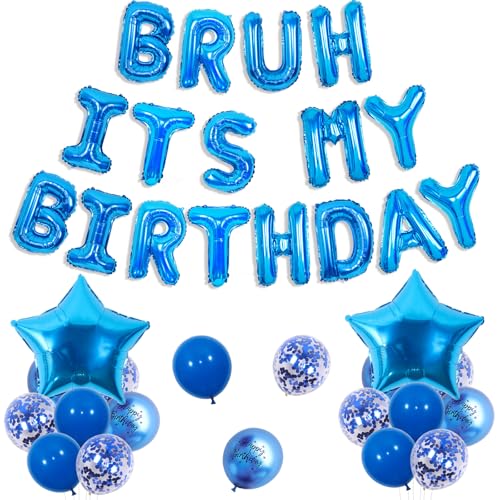 Wonmelody Bruh It's My Birthday Dekorationen für Jungen, Blau, Teenager, Geburtstagsparty-Dekoration, It's My Bday Ballons, Banner, Sternballon, lustiges Geburtstagsbanner für Teenager 14., 13., 12 Wonmelody Bruh It's My Birthday Dekorationen für Jungen, Blau, Teenager, Geburtstagsparty-Dekoration, It's My Bday Ballons, Banner, Sternballon, lustiges Geburtstagsbanner für Teenager 14., 13., 12 von Wonmelody